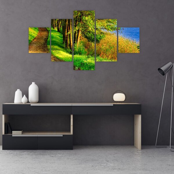 Obraz szlaku wzdłuż wody (125x70 cm)