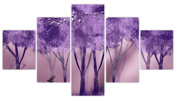 Obraz - Jeleń w magicznym lesie (125x70 cm)