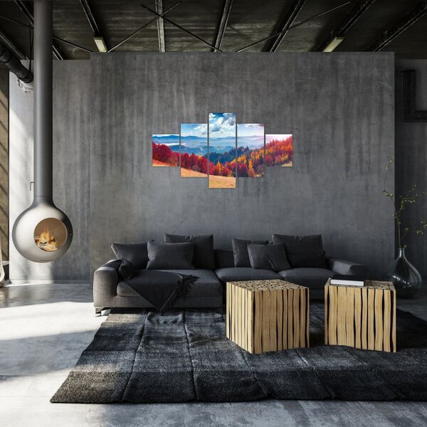 Obraz kolorowego jesiennego krajobrazu (125x70 cm)