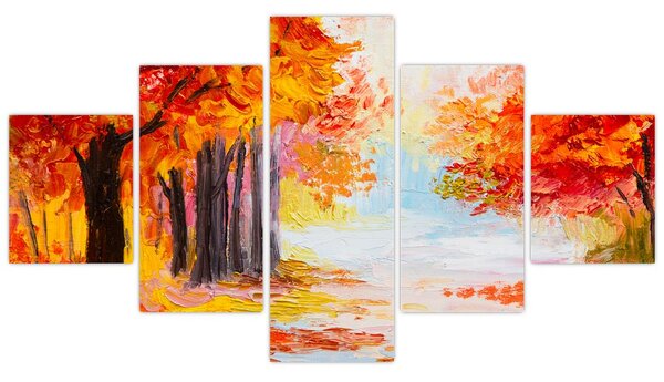 Obraz - Obraz olejny, kolorowa jesień (125x70 cm)
