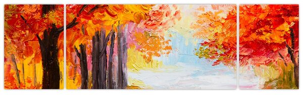 Obraz - Obraz olejny, kolorowa jesień (170x50 cm)
