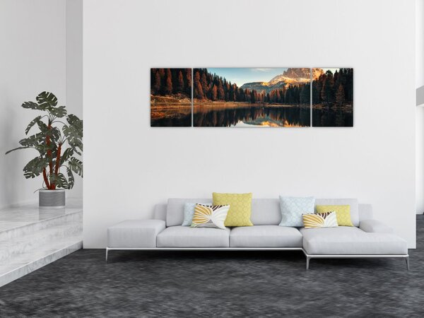 Obraz - Alpy, Włochy, Dolomity, Lago Antorno (170x50 cm)