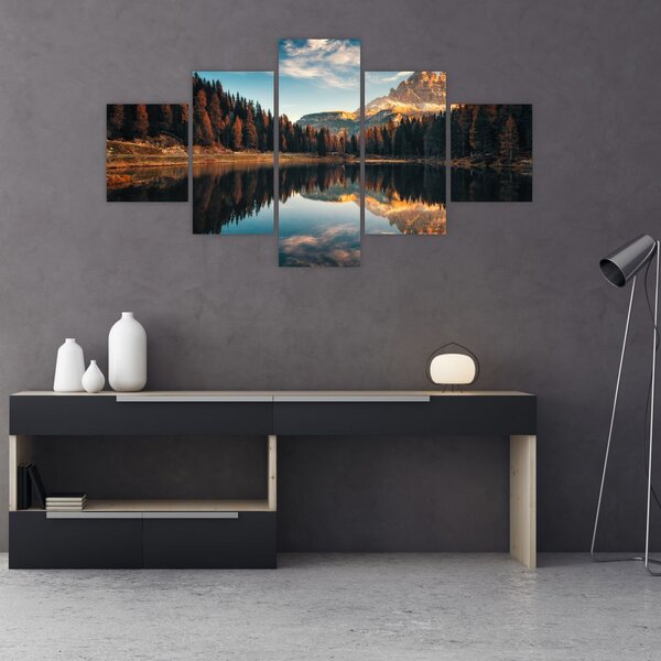 Obraz - Alpy, Włochy, Dolomity, Lago Antorno (125x70 cm)