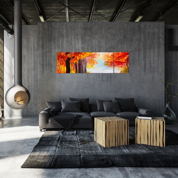 Obraz - Obraz olejny, kolorowa jesień (170x50 cm)
