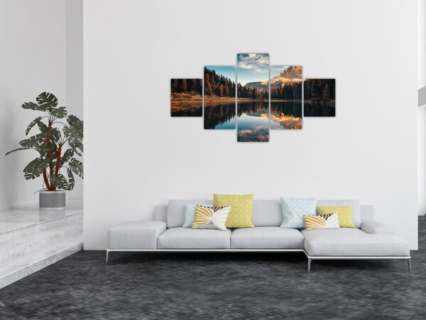 Obraz - Alpy, Włochy, Dolomity, Lago Antorno (125x70 cm)