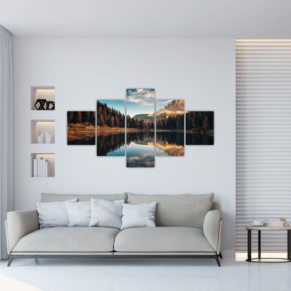 Obraz - Alpy, Włochy, Dolomity, Lago Antorno (125x70 cm)