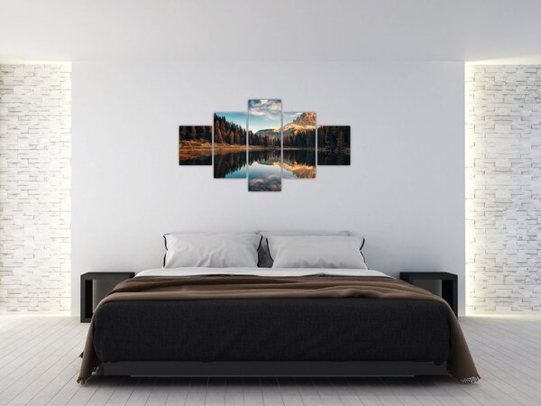 Obraz - Alpy, Włochy, Dolomity, Lago Antorno (125x70 cm)