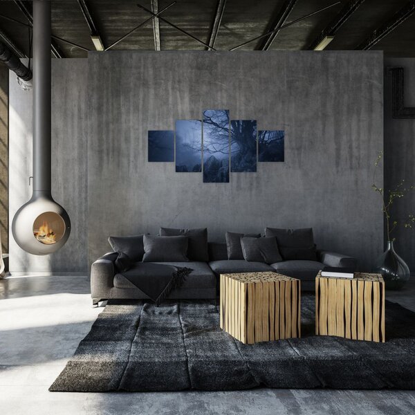 Obraz ciemnego lasu (125x70 cm)