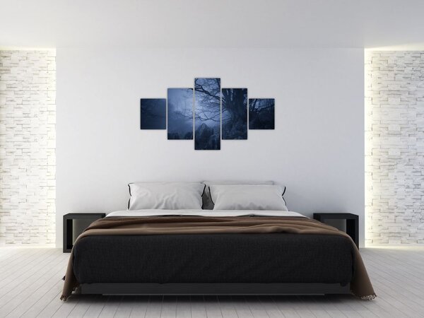 Obraz ciemnego lasu (125x70 cm)