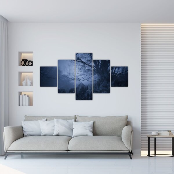 Obraz ciemnego lasu (125x70 cm)