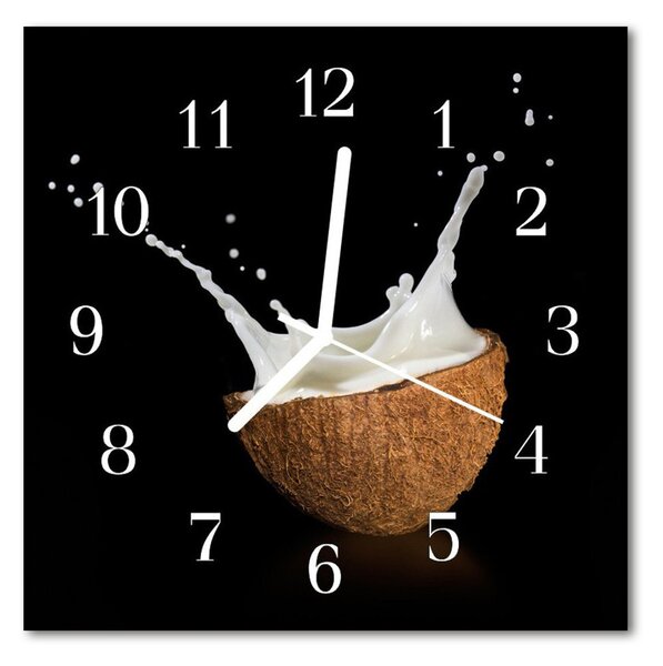 Zegar szklany kwadratowy Orzech kokosowy