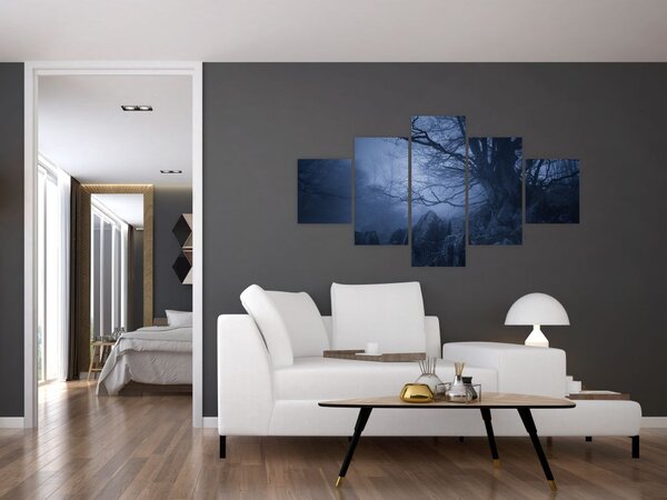 Obraz ciemnego lasu (125x70 cm)