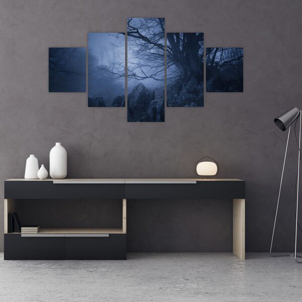 Obraz ciemnego lasu (125x70 cm)