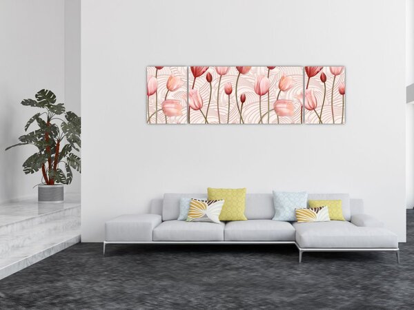 Obraz - Różowe tulipany (170x50 cm)