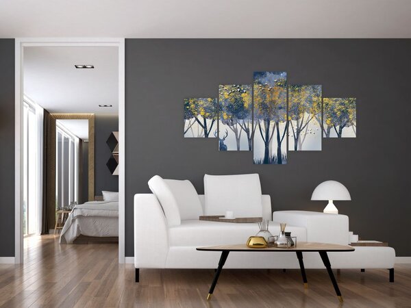 Obraz jelenia w lesie (125x70 cm)