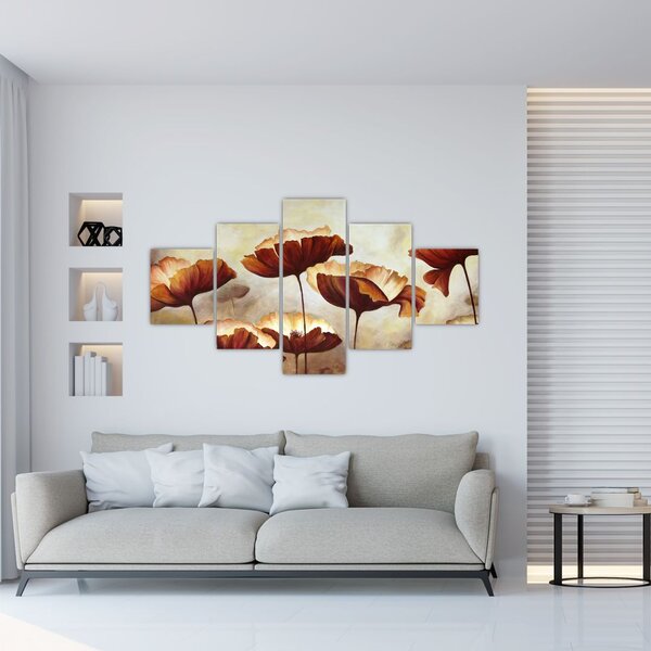 Obraz czerwonych kwiatów (125x70 cm)