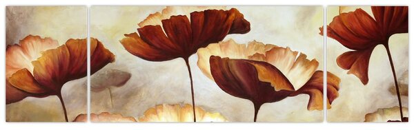 Obraz czerwonych kwiatów (170x50 cm)