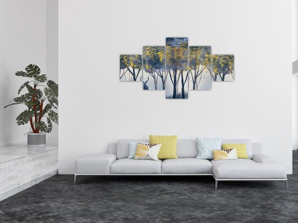 Obraz jelenia w lesie (125x70 cm)