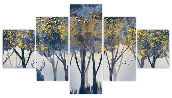 Obraz jelenia w lesie (125x70 cm)