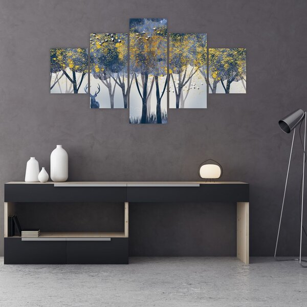 Obraz jelenia w lesie (125x70 cm)