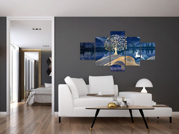 Obraz jelenia w pełni księżyca (125x70 cm)