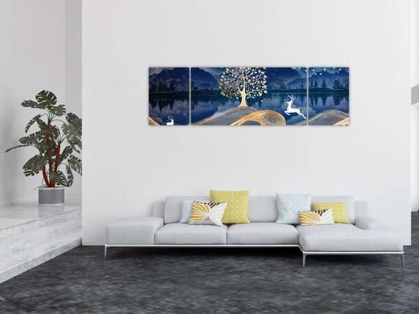Obraz jelenia w pełni księżyca (170x50 cm)