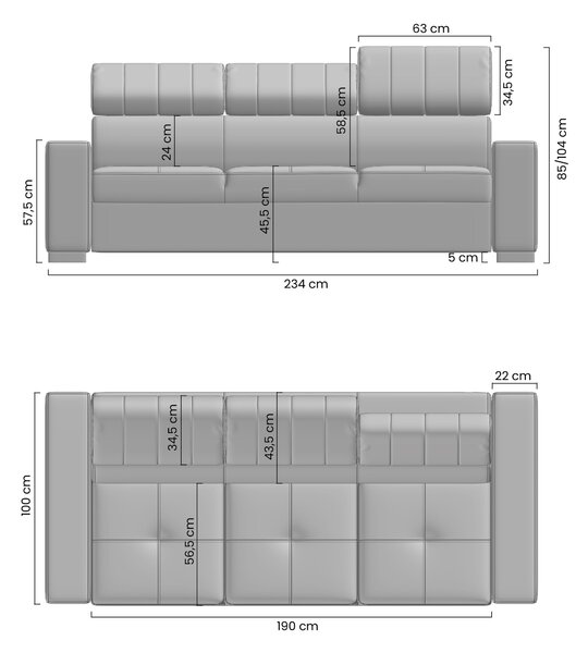 Sofa trzyosobowa Modeno z funkcją spania - oliwkowy welur hydrofobowy Monolith 38 - Wyprzedaż ekspozycji