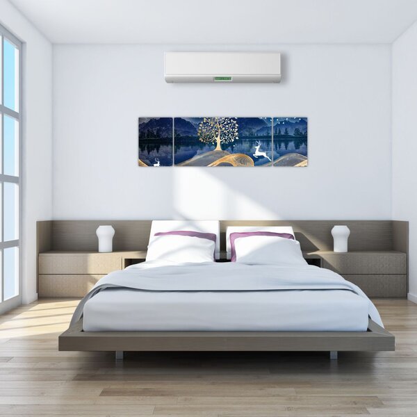 Obraz jelenia w pełni księżyca (170x50 cm)