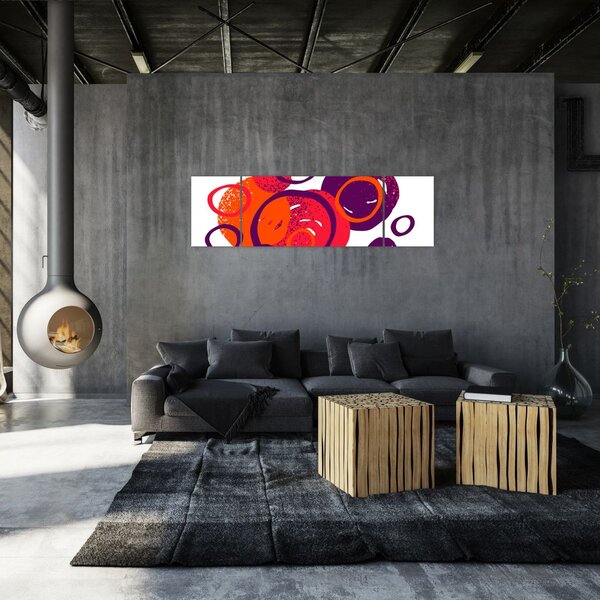 Obraz - Motyw z kółkami w ciepłych kolorach (170x50 cm)