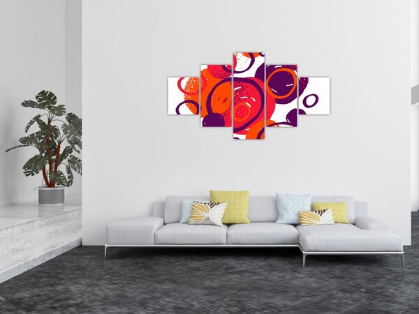 Obraz - Motyw z kółkami w ciepłych kolorach (125x70 cm)