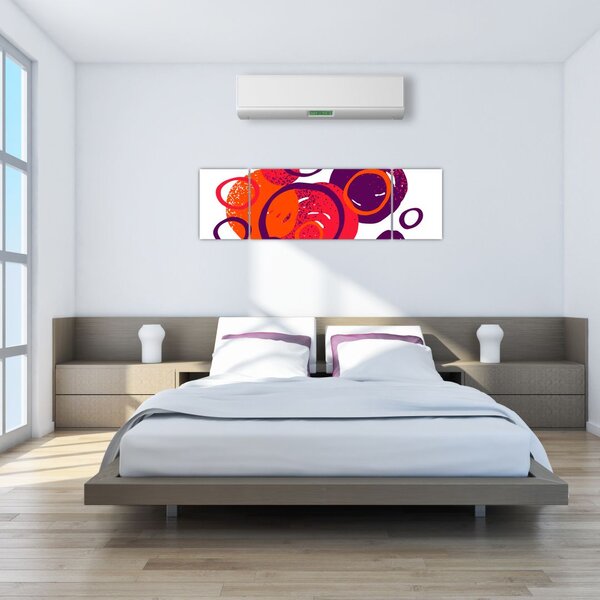 Obraz - Motyw z kółkami w ciepłych kolorach (170x50 cm)