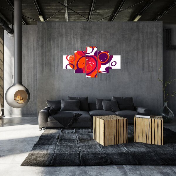 Obraz - Motyw z kółkami w ciepłych kolorach (125x70 cm)