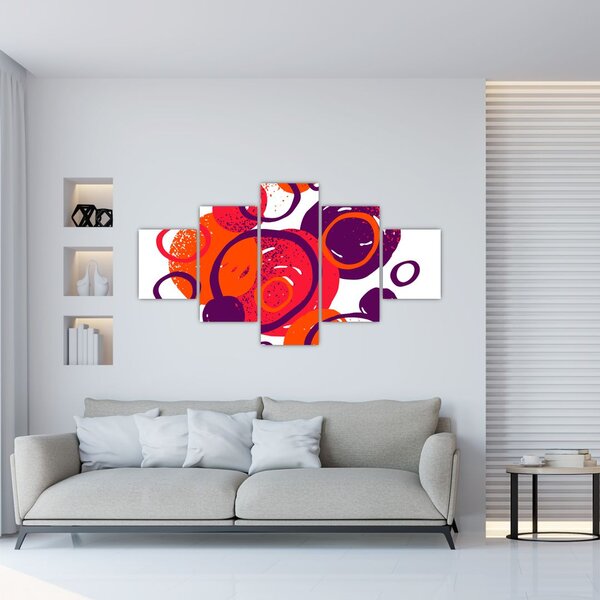 Obraz - Motyw z kółkami w ciepłych kolorach (125x70 cm)