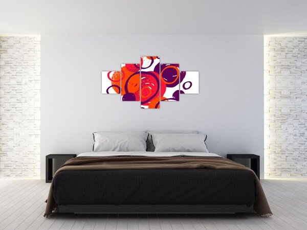 Obraz - Motyw z kółkami w ciepłych kolorach (125x70 cm)
