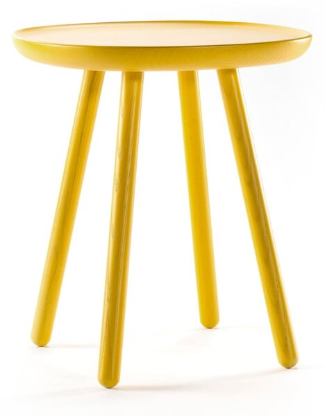 Żółty stolik z litego drewna EMKO Naïve, ø 45 cm