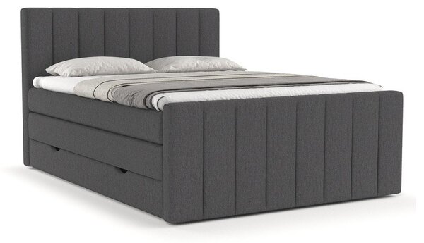 Szare łóżko boxspring ze schowkiem 180x200 cm Ruby – Maison de Rêve