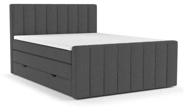 Szare łóżko boxspring ze schowkiem 140x200 cm Ruby – Maison de Rêve