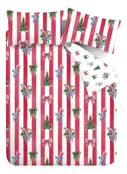 Czerwono-biała pościel dwuosobowa 200x200 cm Christmas Stripe – Catherine Lansfield