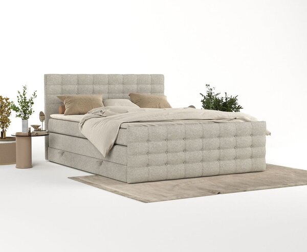 Beżowe łóżko boxspring ze schowkiem 160x200 cm Blend – Maison de Rêve