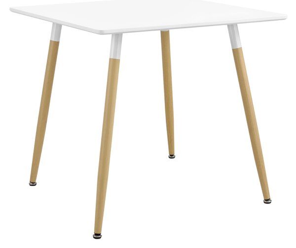 In And OutdoorMatch Stół do jadalni Square Ferne - MDF i stal - 80x80x74 cm - Nowoczesny design - Kolory biały i drewno