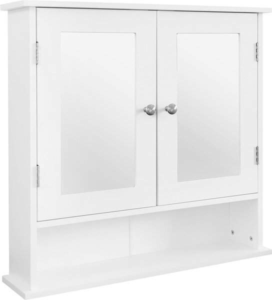 ML-Design szafka z lustrem do azienki, 56x58x13 cm, biaa, wykonana z drewna, szafka azienkowa z 2 drzwiami i pók, duo miejsca do przechowywania, w stylu wiejskim, szafka azienkowa szafka cienna lustro azienkowe