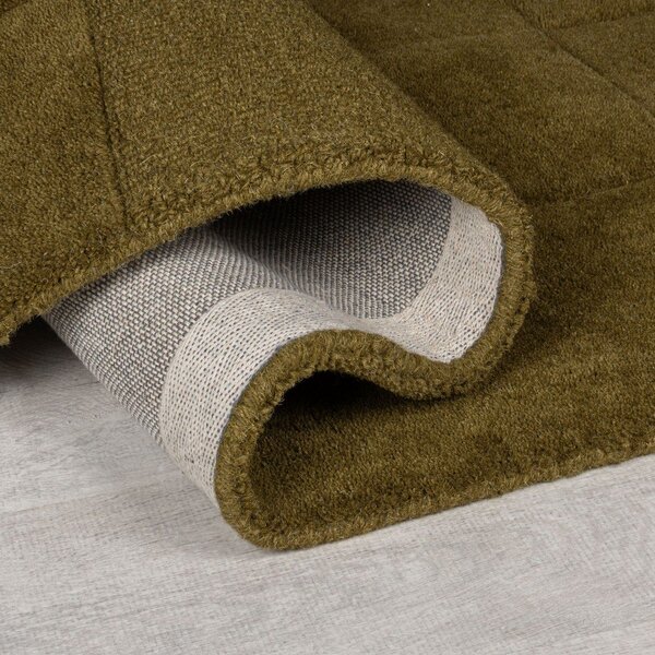 Wełniany chodnik tkany ręcznie w kolorze khaki 60x230 cm Checkerboard – Flair Rugs