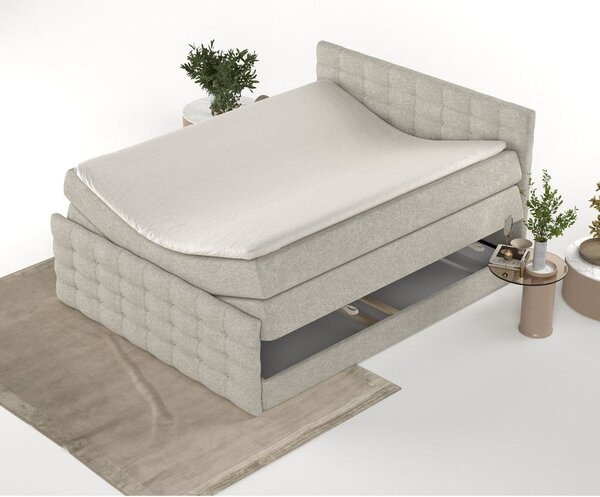Beżowe łóżko boxspring ze schowkiem 160x200 cm Blend – Maison de Rêve