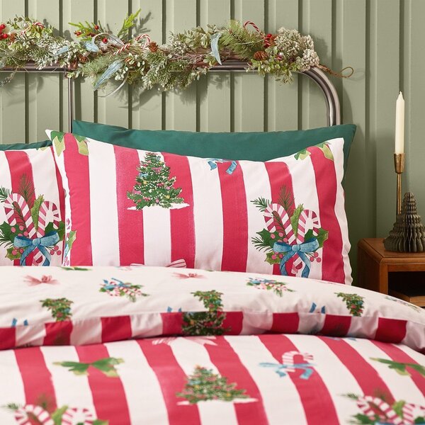 Czerwono-biała pościel dwuosobowa 200x200 cm Christmas Stripe – Catherine Lansfield