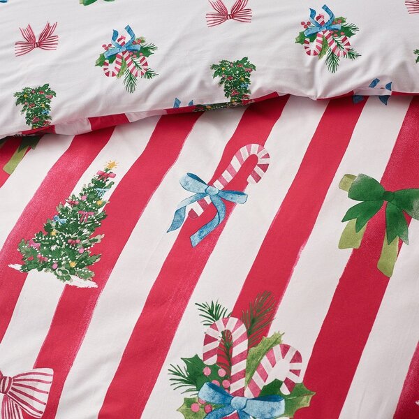 Czerwono-biała pościel dwuosobowa 200x200 cm Christmas Stripe – Catherine Lansfield
