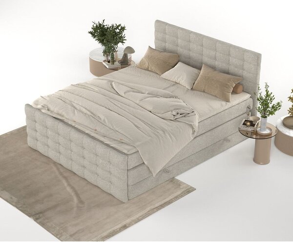 Beżowe łóżko boxspring ze schowkiem 160x200 cm Blend – Maison de Rêve