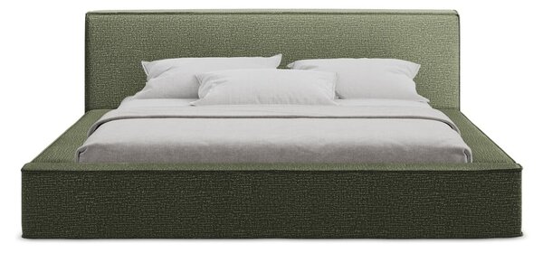 Zielone tapicerowane łóżko dwuosobowe ze schowkiem i stelażem 140x200 cm Noho – Makamii