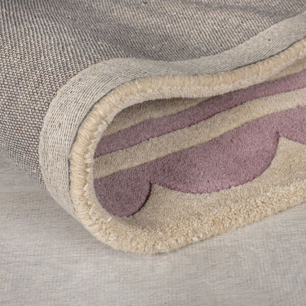 Fioletowo-naturalny wełniany dywan tkany ręcznie 160x230 cm Lois Scallop – Flair Rugs