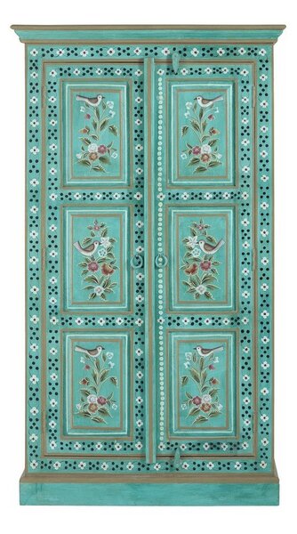 Zielona szafka z litego drewna mango 87x152x38 cm Prem – Støraa