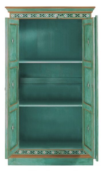 Zielona szafka z litego drewna mango 87x152x38 cm Prem – Støraa